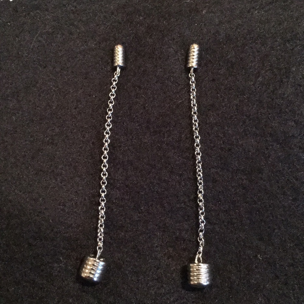 Silver tone dangle earrings